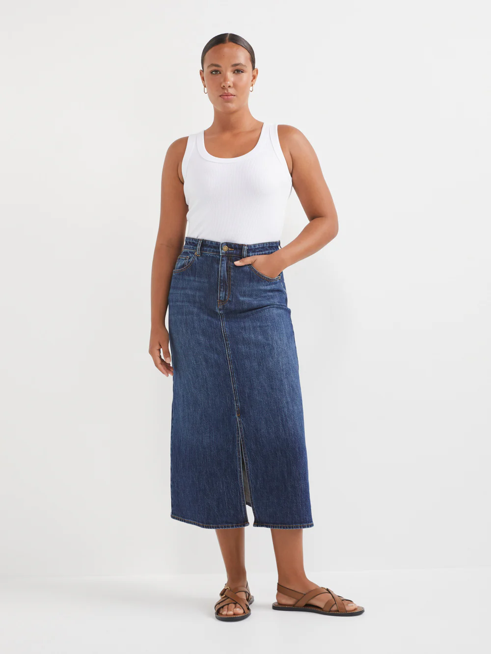 The A-Line Midi Denim Skirt - Image 2