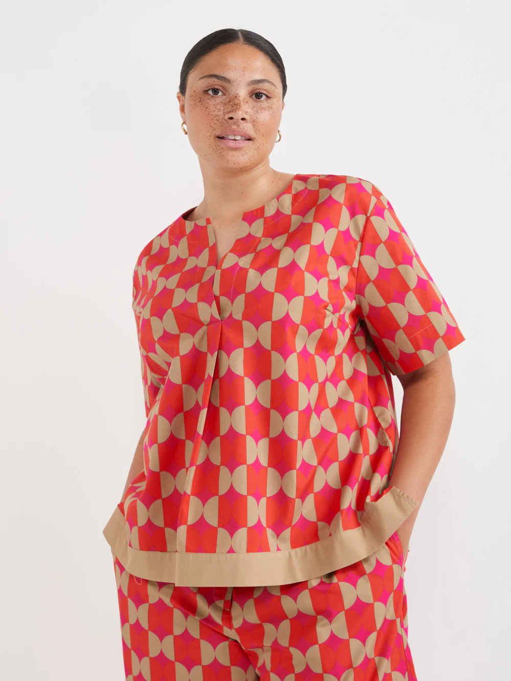 The Border Print Poplin Top - Image 7