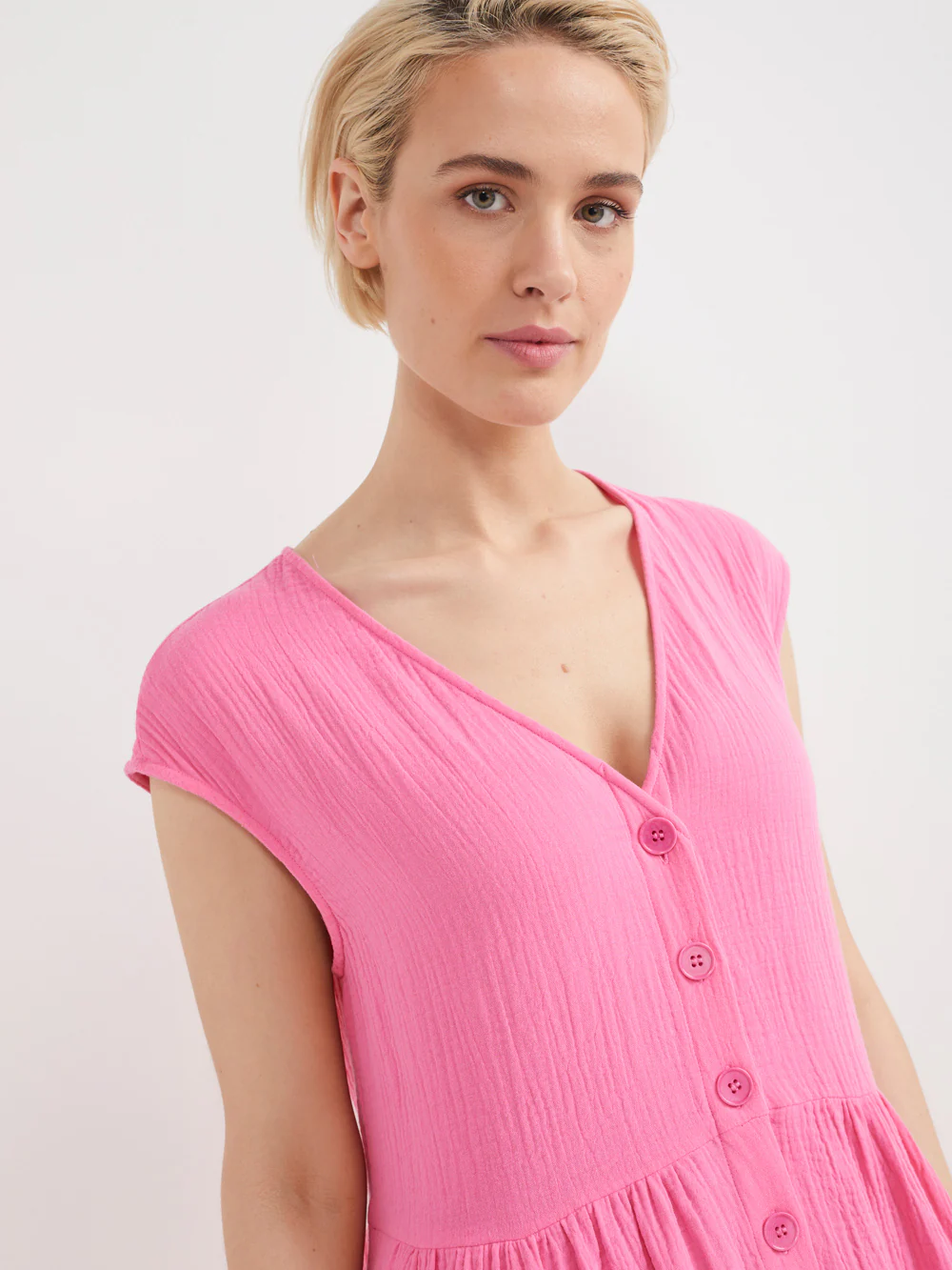 The Button Front Crinkle Midi Dress - Image 4