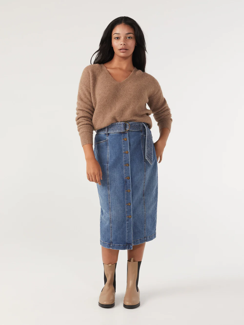 The Button Front Denim Skirt