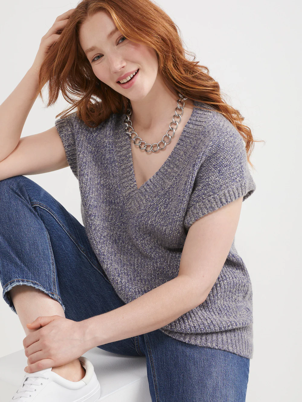 The Cardigan Stitch V-Neck Vest - Image 3