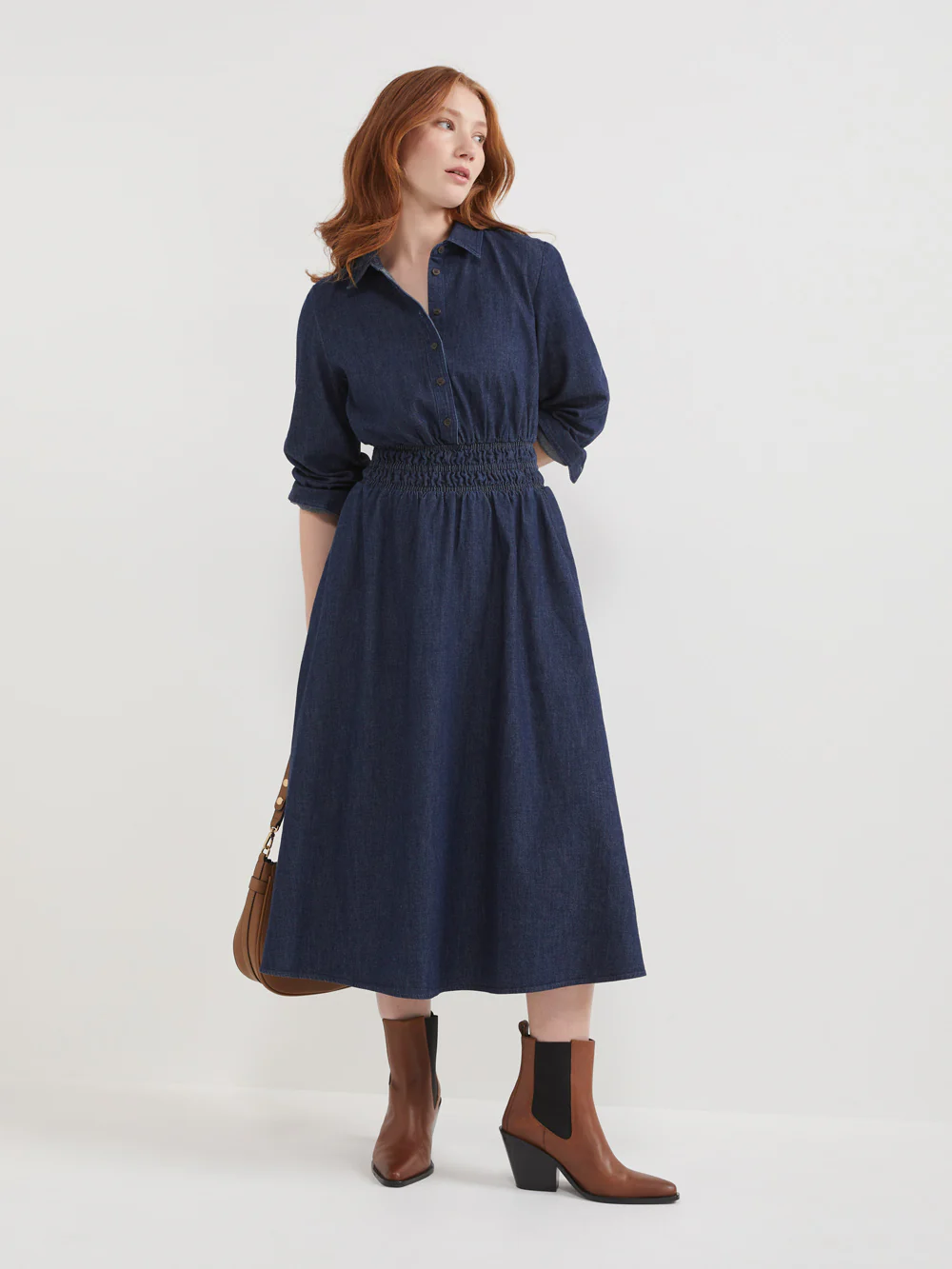 The Chambray Waisted Shirt Dress
