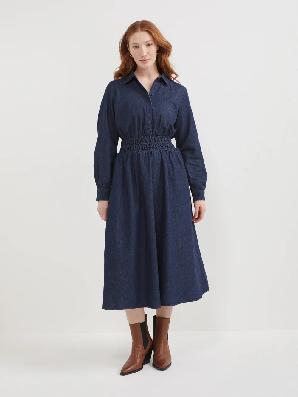 The Chambray Waisted Shirt Dress - Image 2