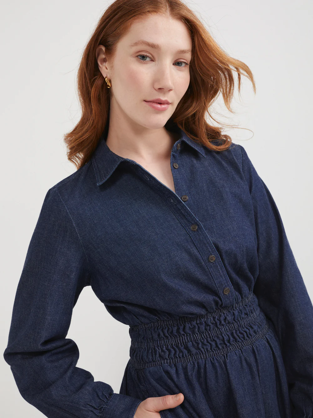 The Chambray Waisted Shirt Dress - Image 4