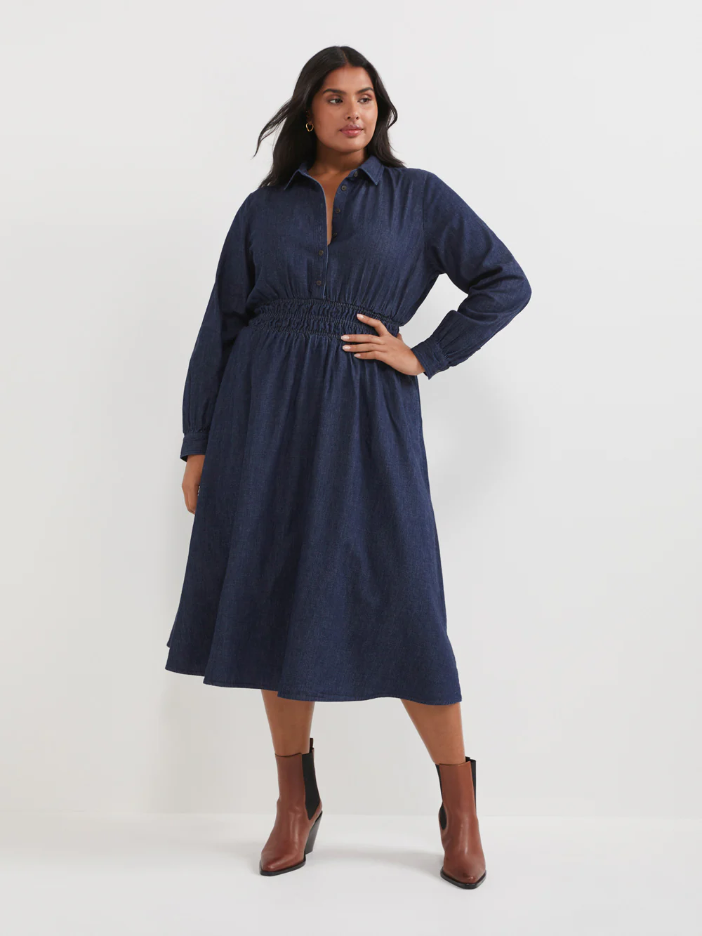 The Chambray Waisted Shirt Dress - Image 6
