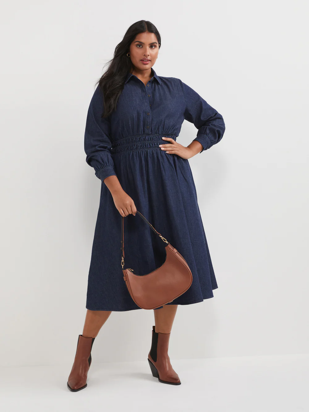 The Chambray Waisted Shirt Dress - Image 7