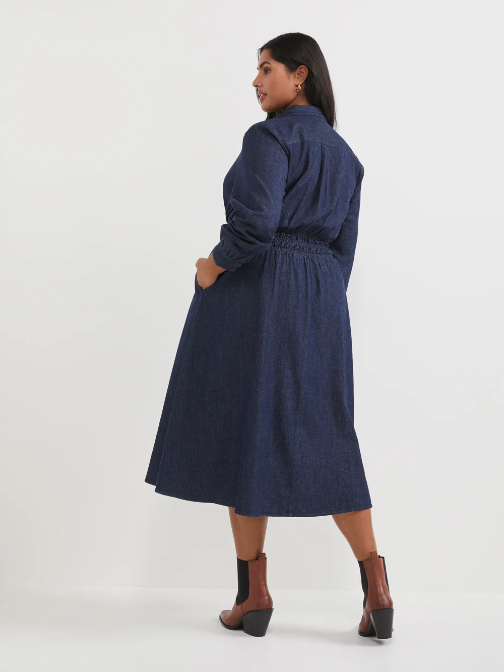 The Chambray Waisted Shirt Dress - Image 9
