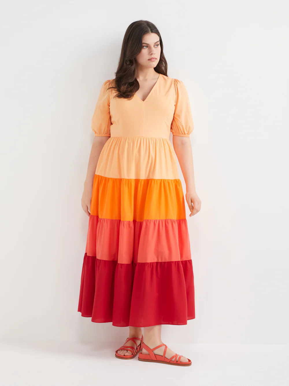 The Contrast Panel Cotton Tiered Dress - Image 3
