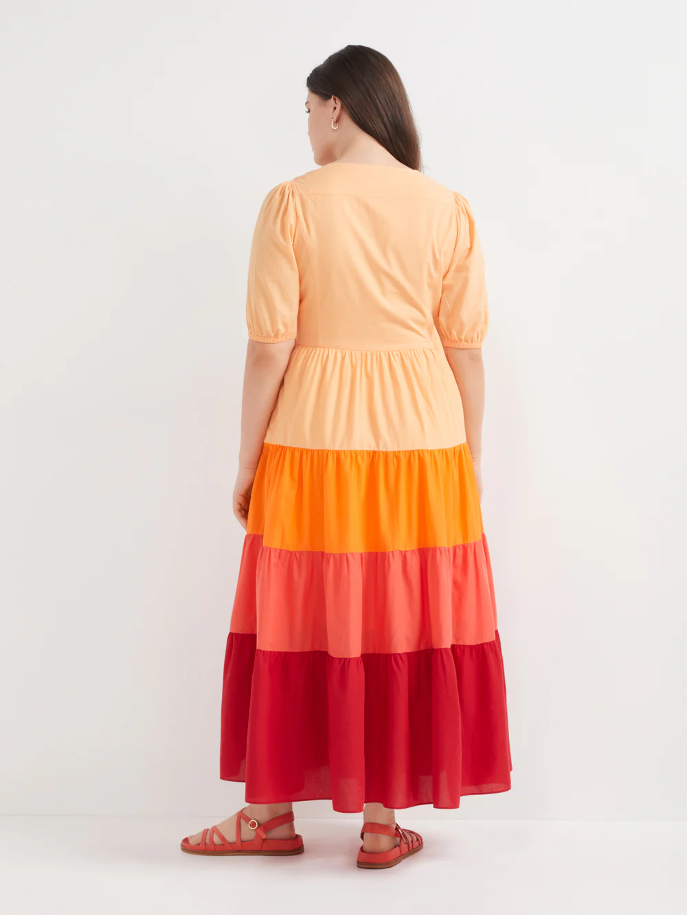 The Contrast Panel Cotton Tiered Dress - Image 4