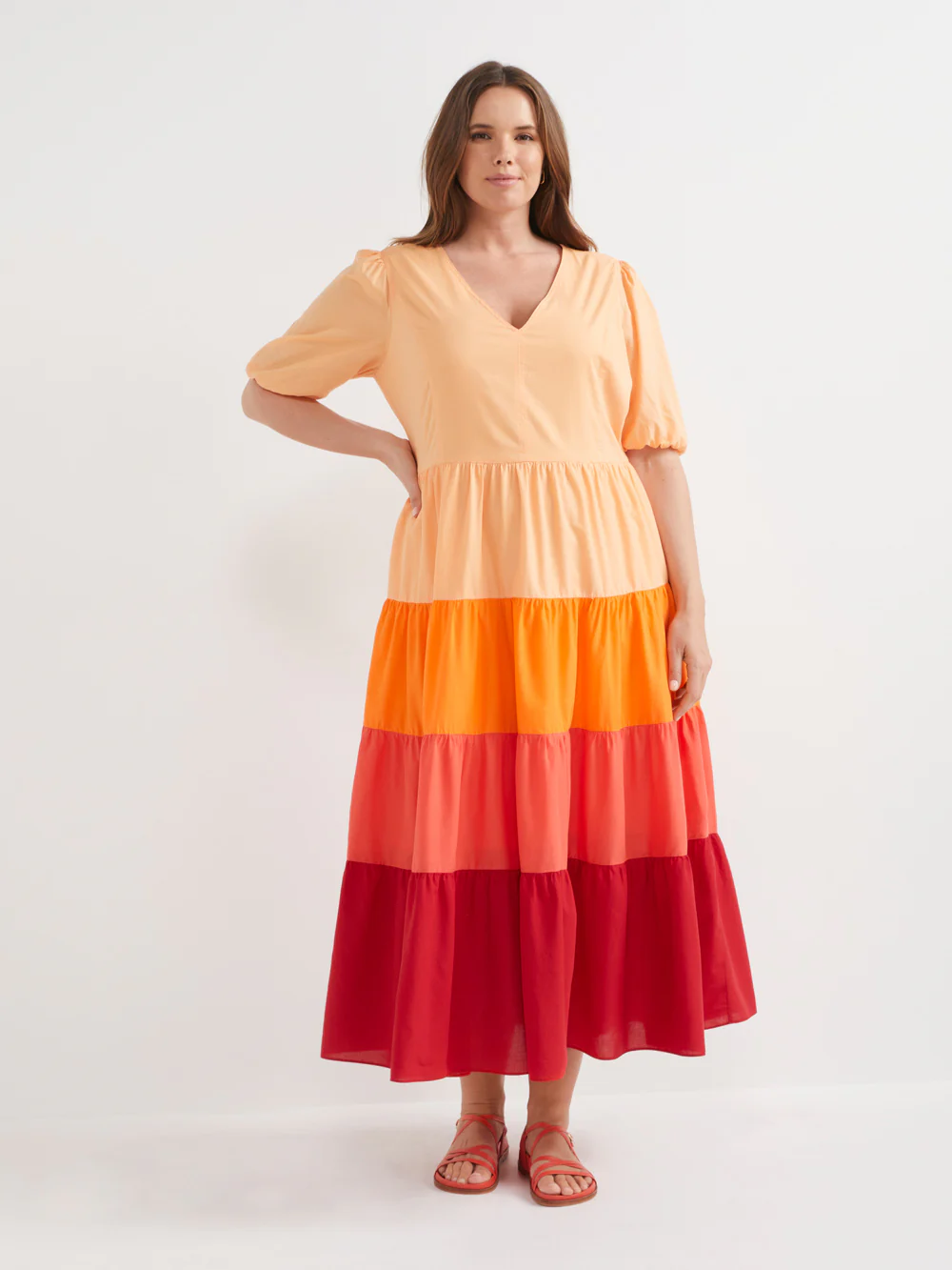 The Contrast Panel Cotton Tiered Dress - Image 7