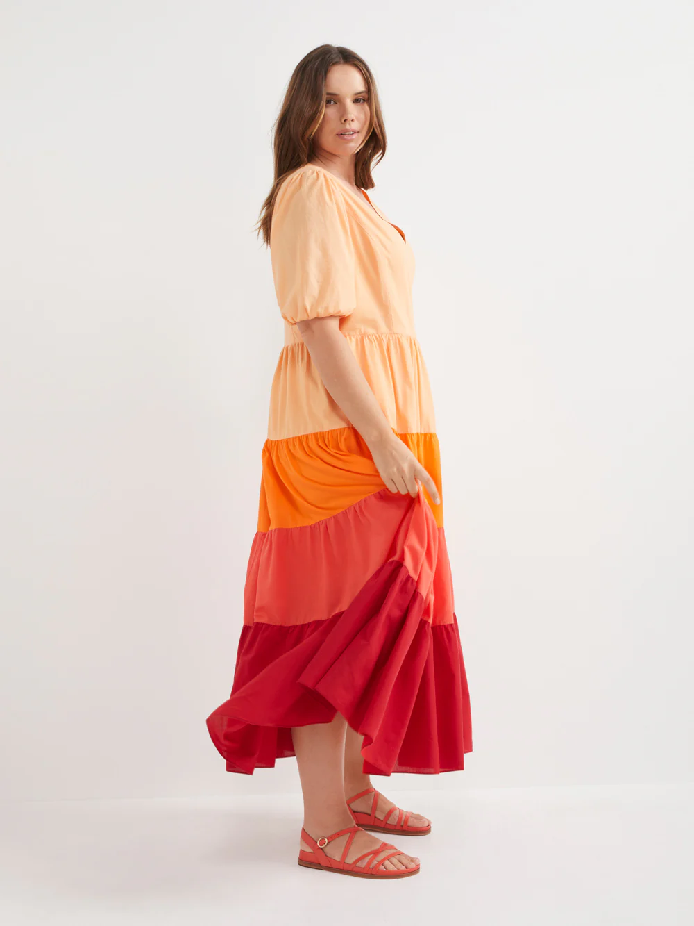 The Contrast Panel Cotton Tiered Dress - Image 8