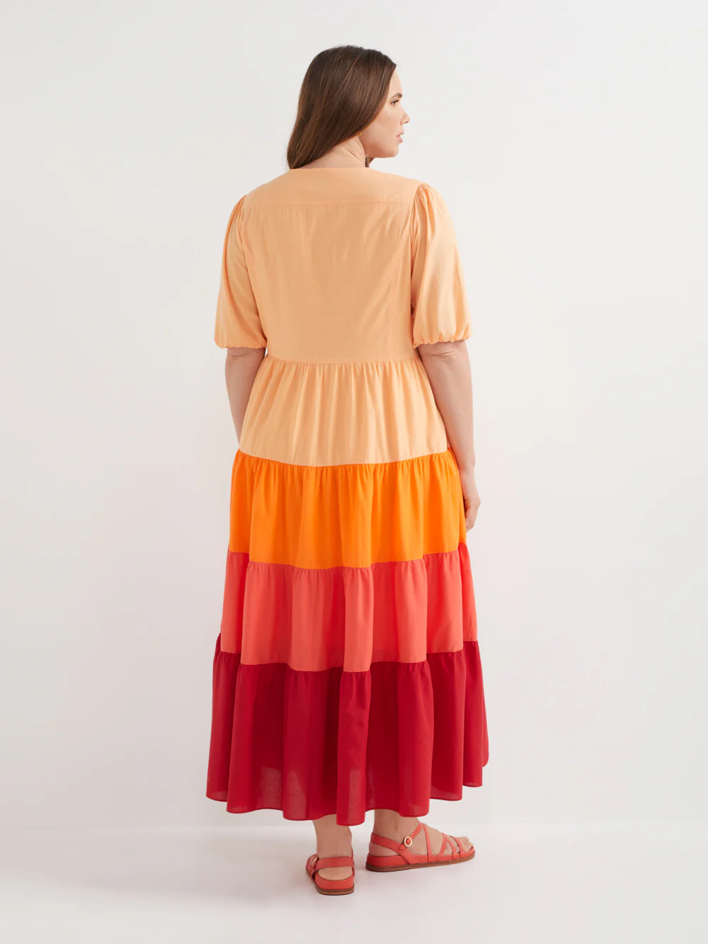 The Contrast Panel Cotton Tiered Dress - Image 9