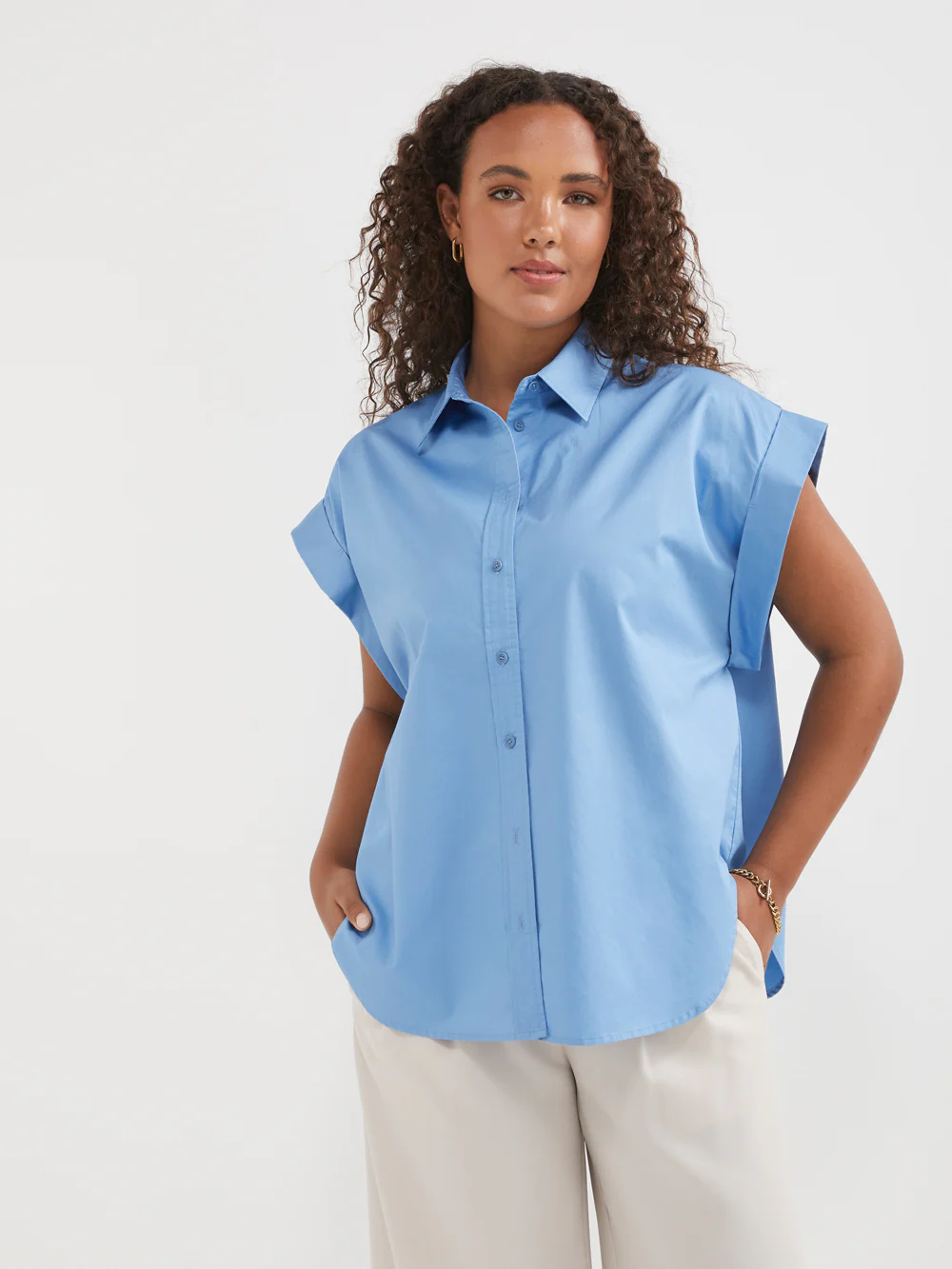 The Cotton Sateen Cuff Shirt