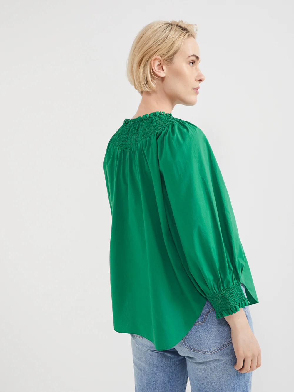 The Cotton Voile Shirred Detail Top - Image 3