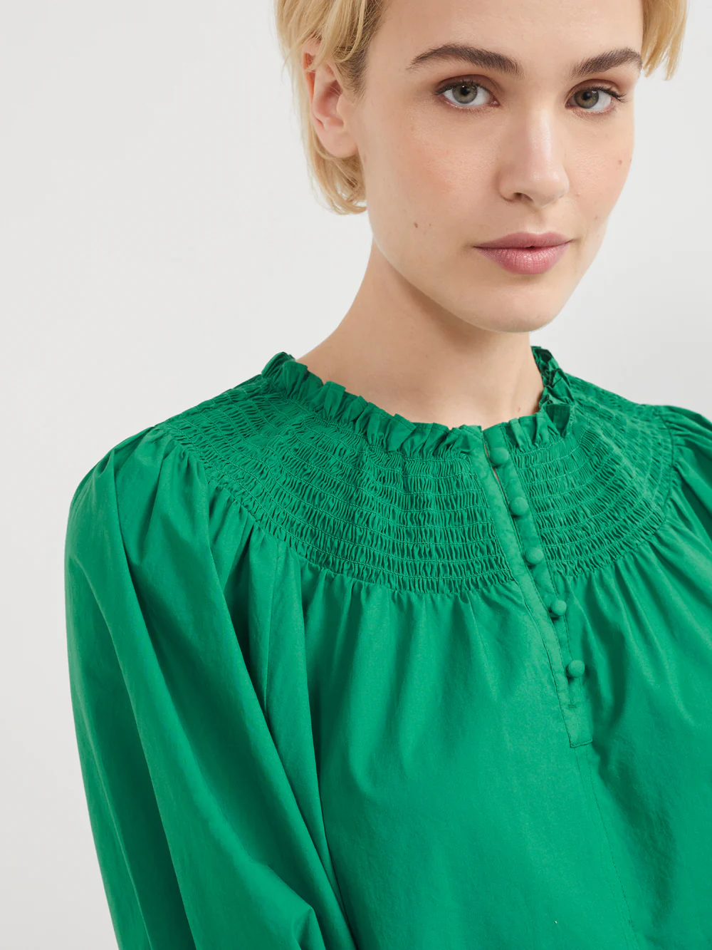 The Cotton Voile Shirred Detail Top - Image 4