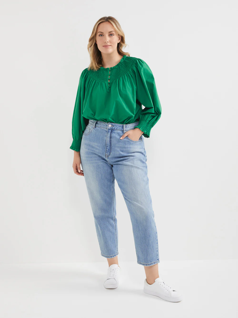 The Cotton Voile Shirred Detail Top - Image 6