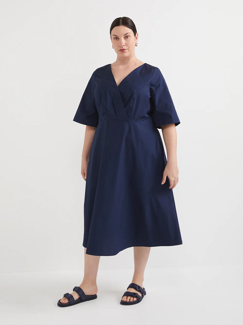 The Cross Front Poplin Midi Dress - Image 6