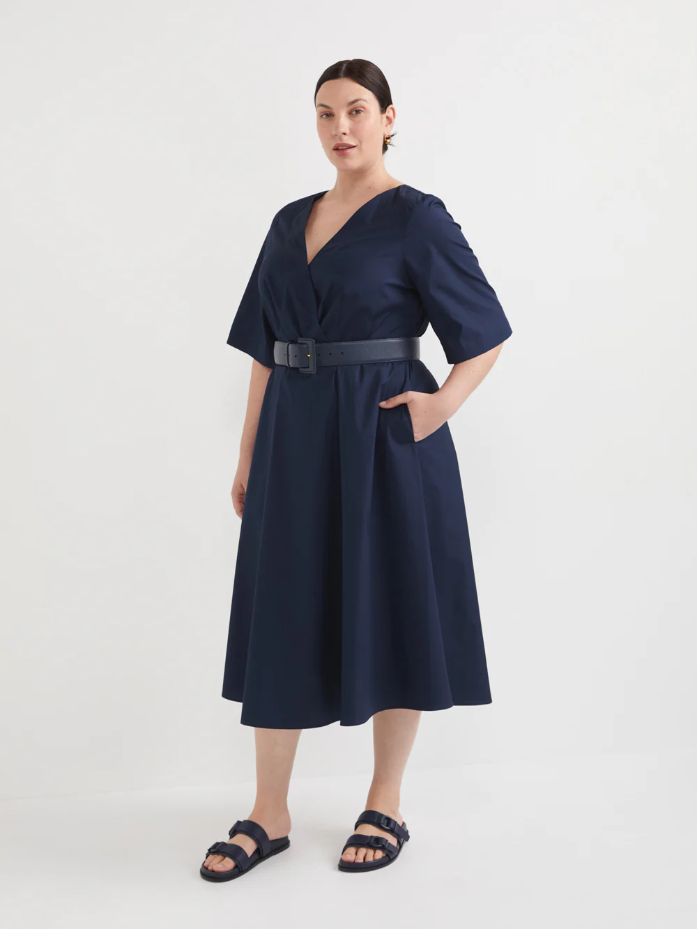 The Cross Front Poplin Midi Dress - Image 9