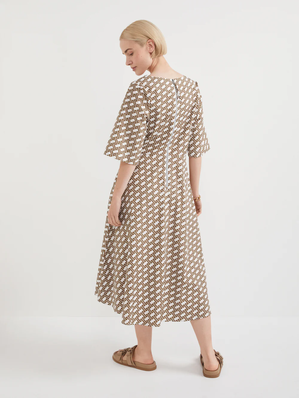 The Cross Front Poplin Print Midi Dress - Image 3