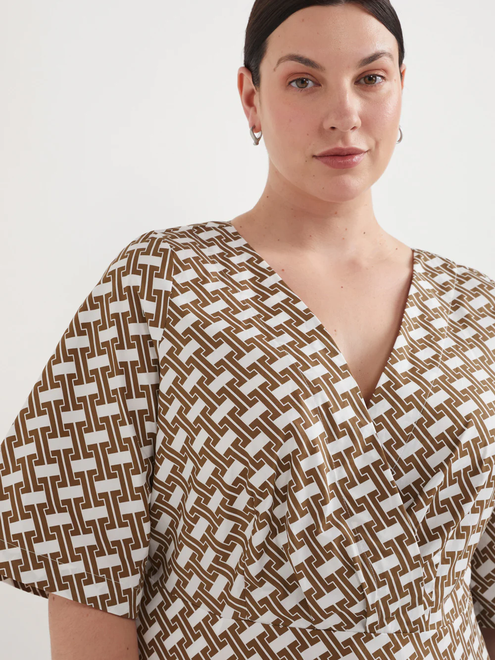 The Cross Front Poplin Print Midi Dress - Image 6