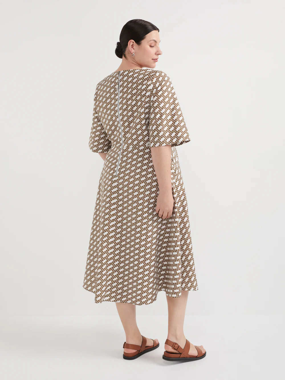 The Cross Front Poplin Print Midi Dress - Image 8