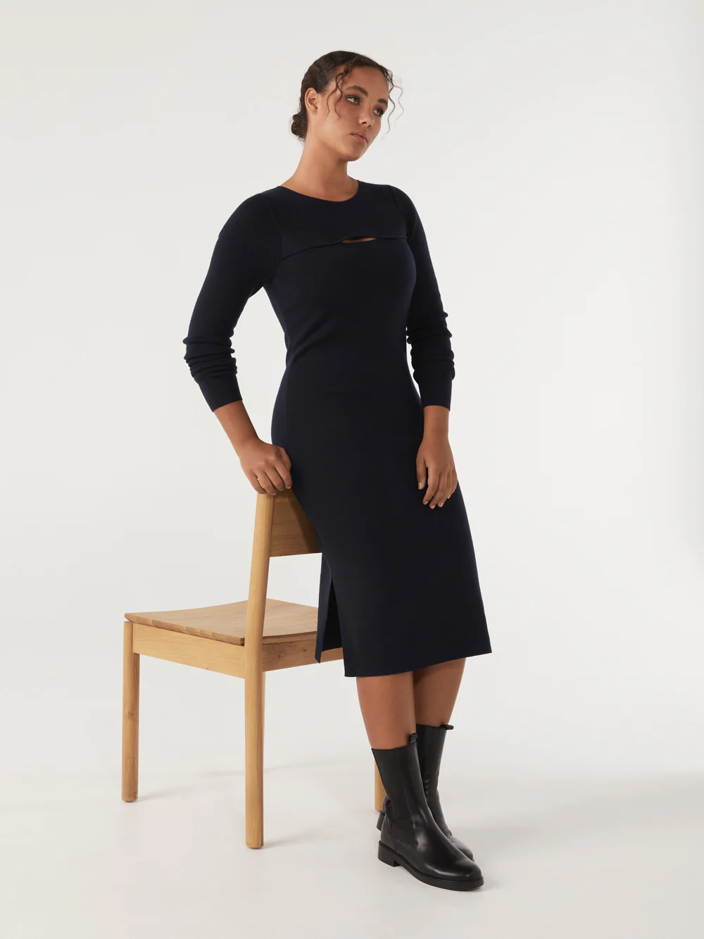 The Cutout Knit Rib Dress