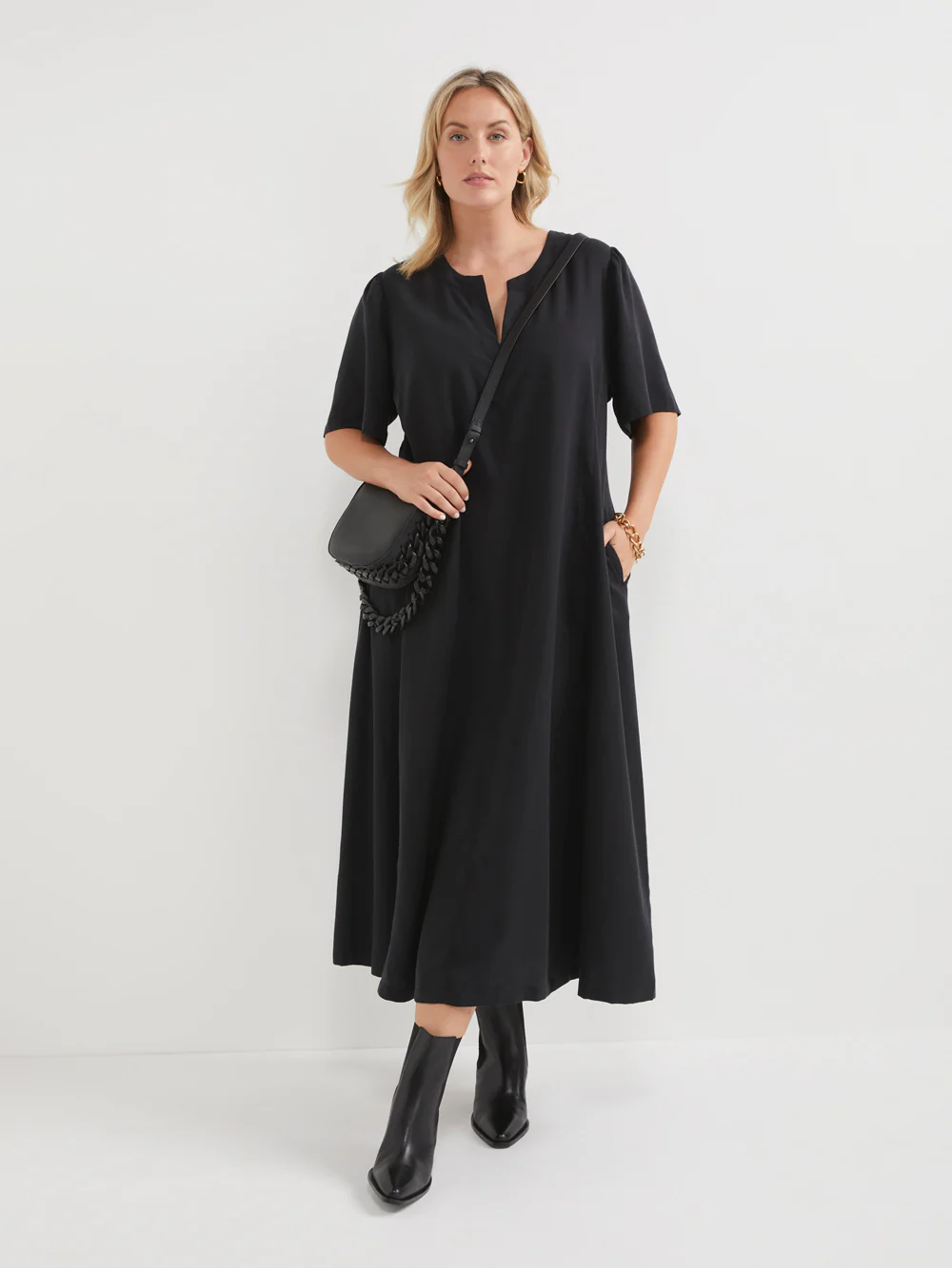 The Draped Twill Midi Dress - Image 5