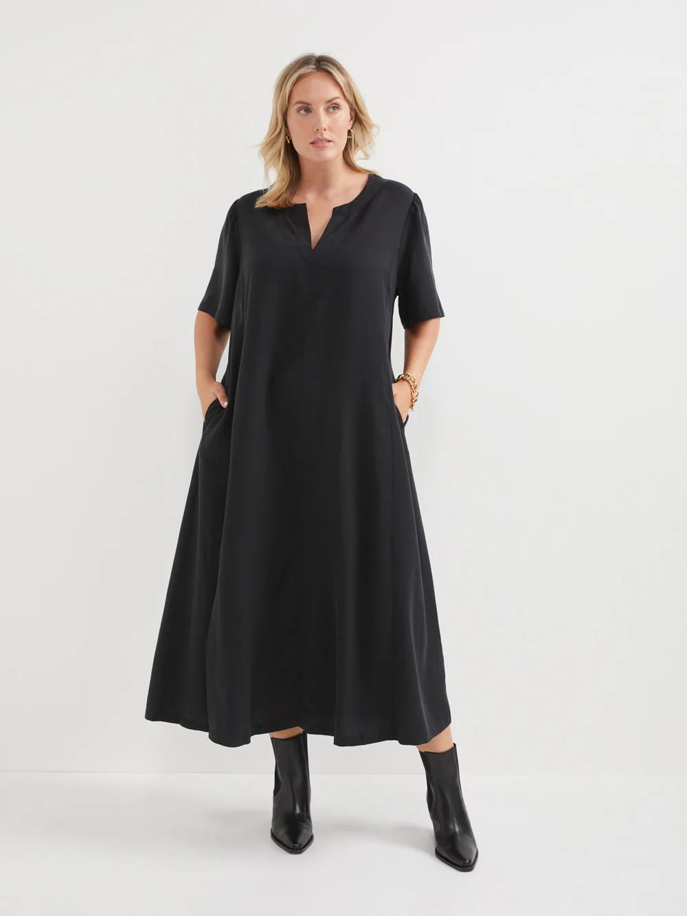 The Draped Twill Midi Dress - Image 6