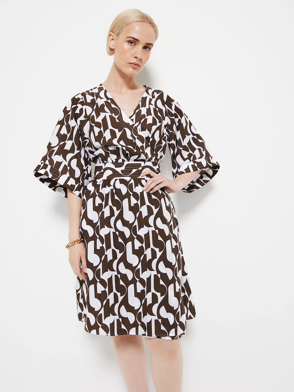 The Graphic Print Wrap Dress