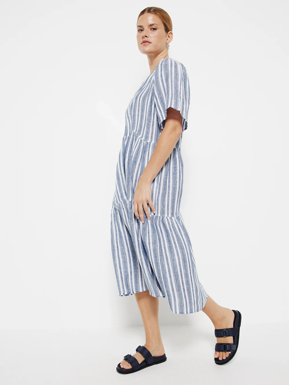 The Linen Flutter Sleeve Dress - Image 3