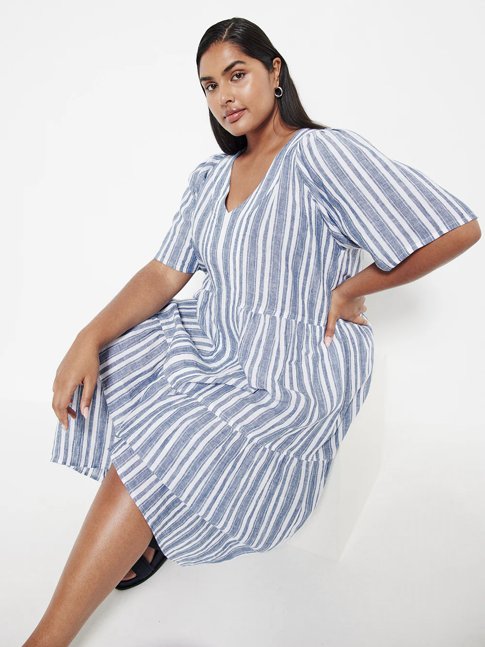 The Linen Flutter Sleeve Dress - Image 6