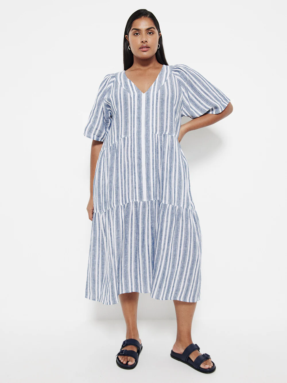 The Linen Flutter Sleeve Dress - Image 9