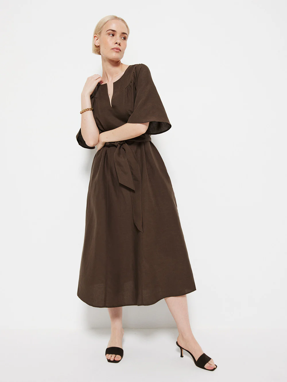 The Linen Flutter Sleeve Dress - Image 4