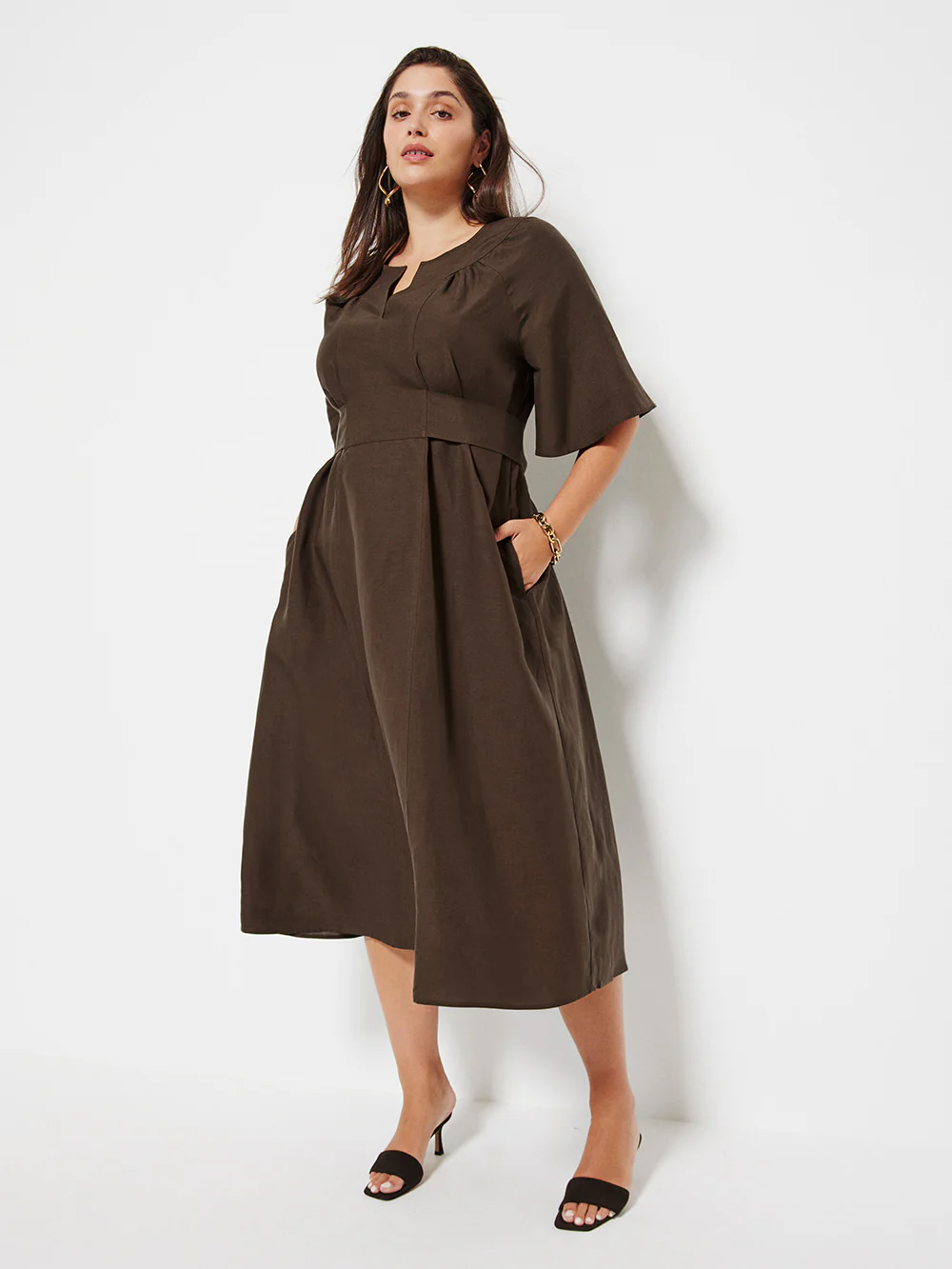 The Linen Flutter Sleeve Dress - Image 8