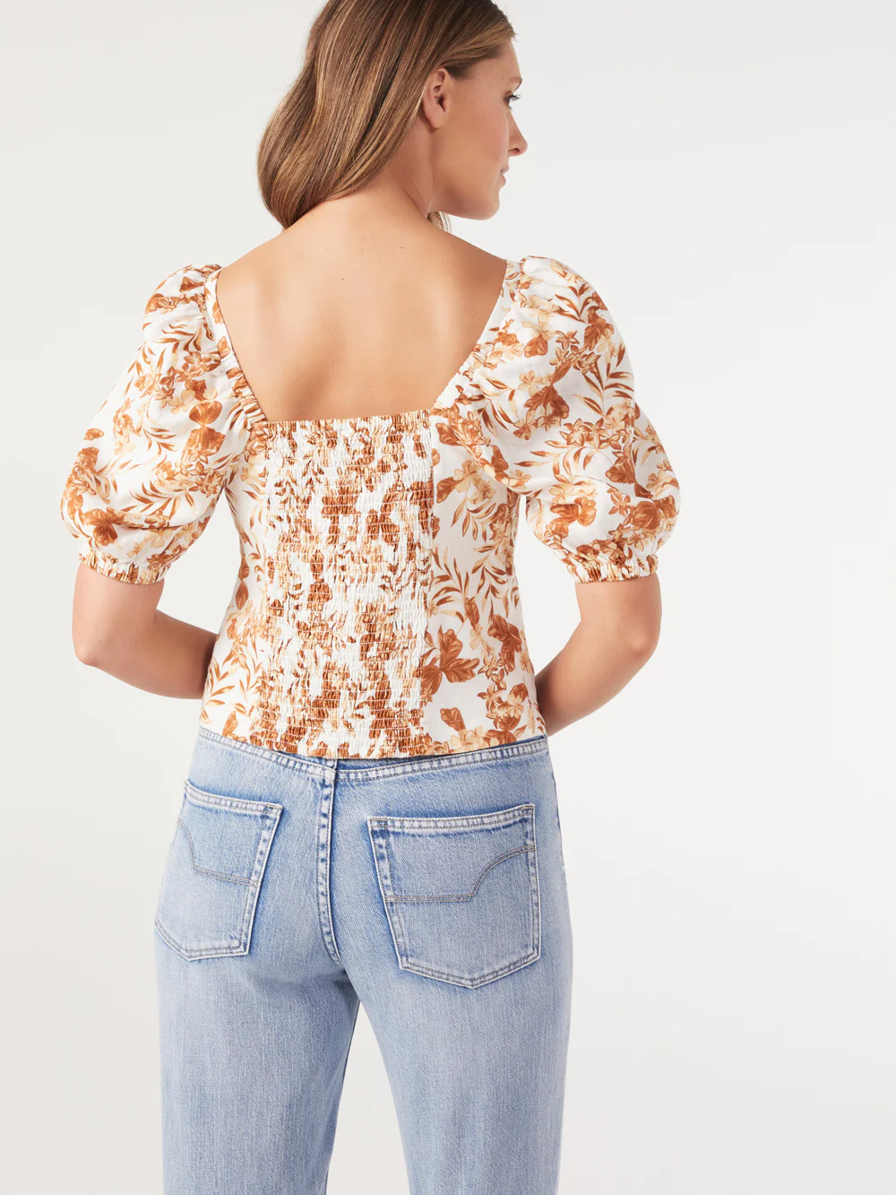 The Linen Puff Sleeve Print Top - Image 3