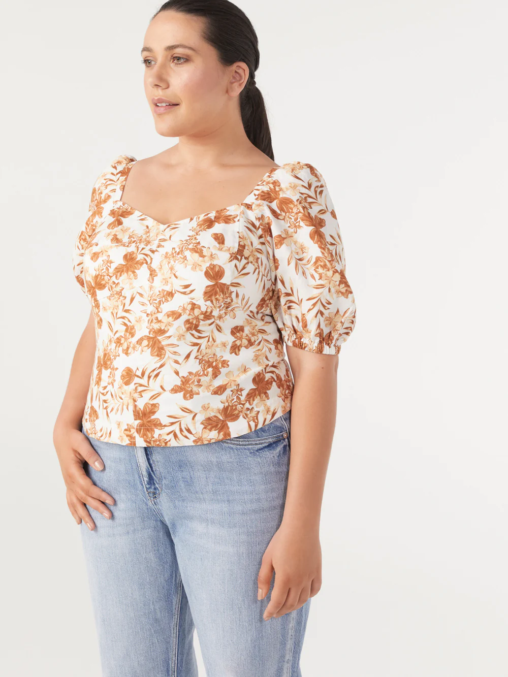The Linen Puff Sleeve Print Top - Image 6