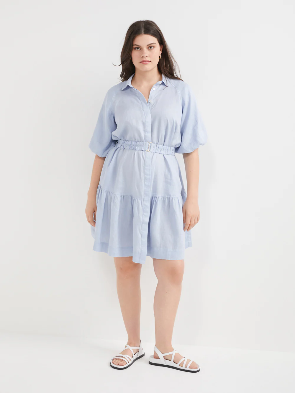 The Linen Puff Sleeve Shirt Dress - Image 2