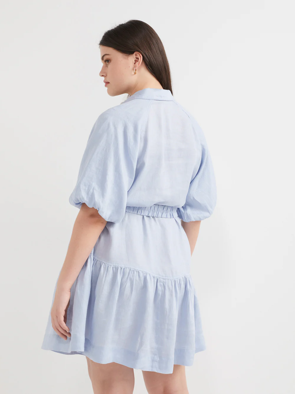 The Linen Puff Sleeve Shirt Dress - Image 3