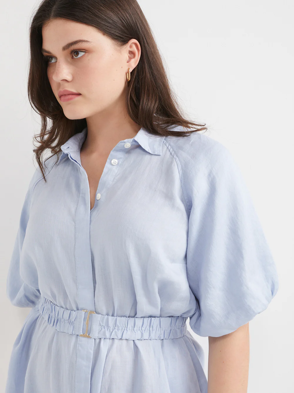 The Linen Puff Sleeve Shirt Dress - Image 4
