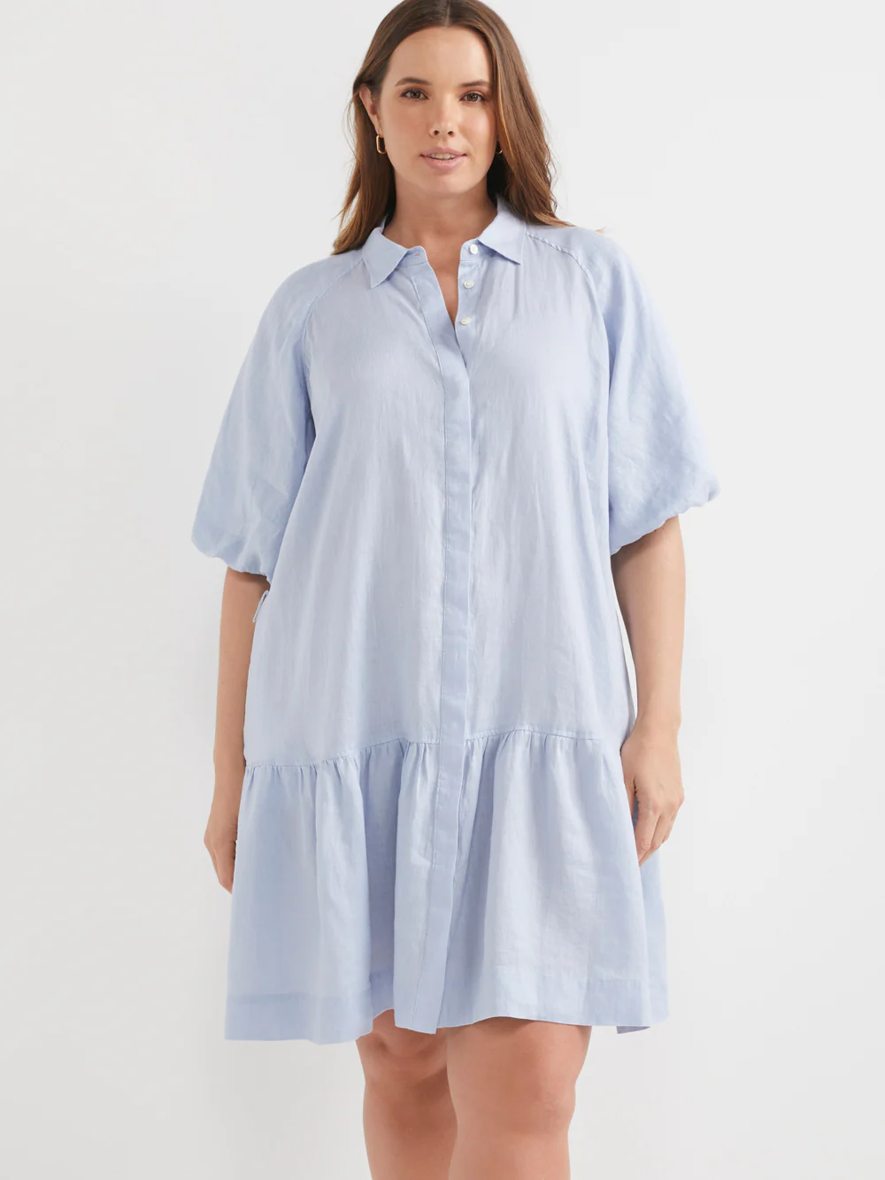 The Linen Puff Sleeve Shirt Dress - Image 6