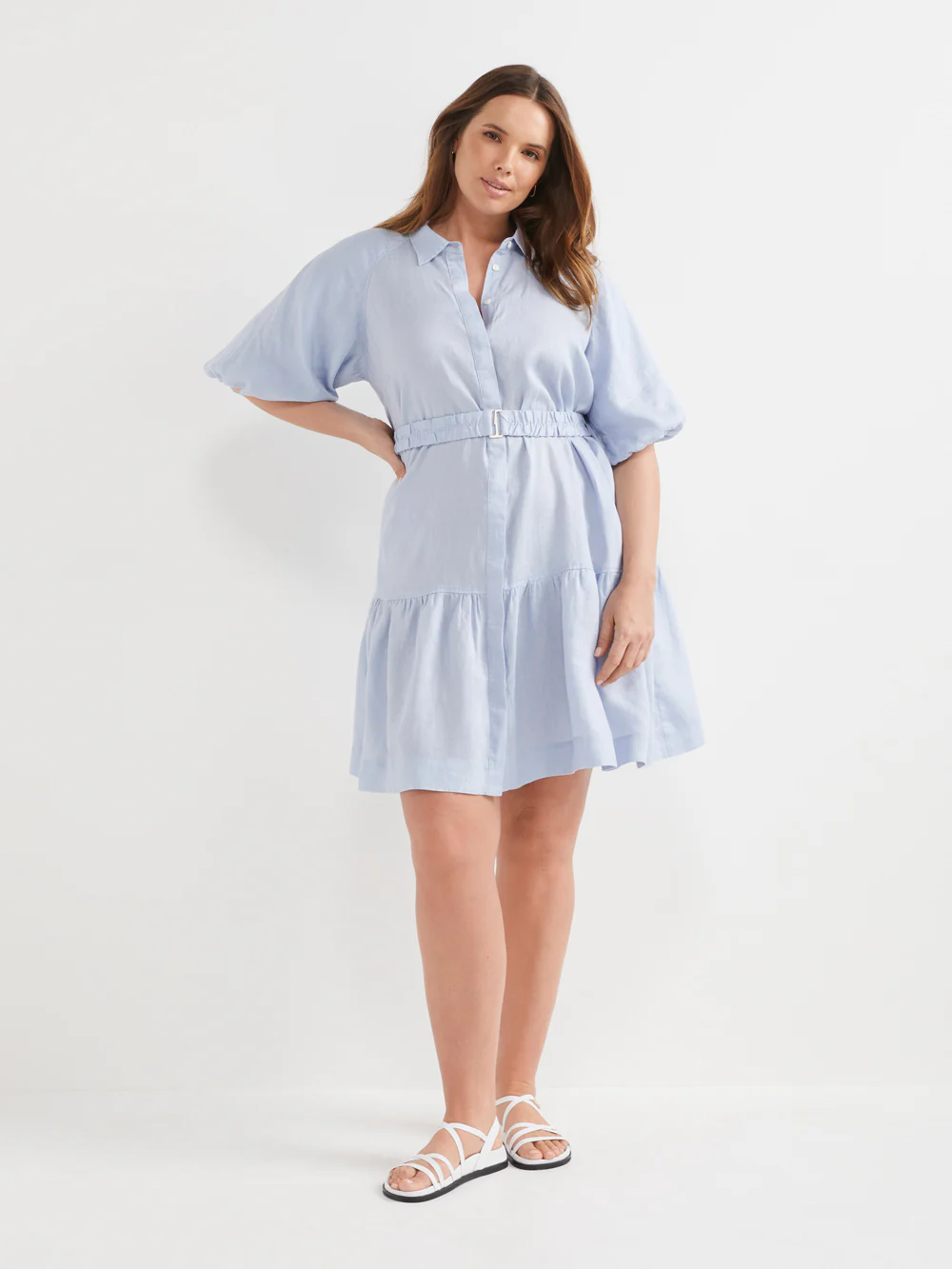 The Linen Puff Sleeve Shirt Dress - Image 7