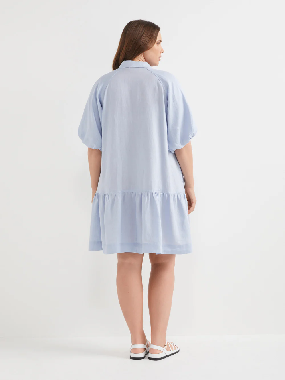 The Linen Puff Sleeve Shirt Dress - Image 8