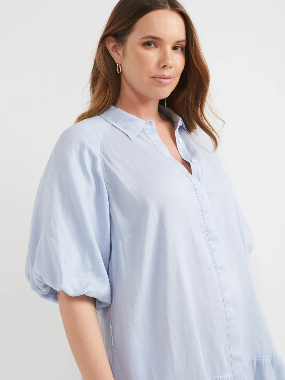 The Linen Puff Sleeve Shirt Dress - Image 9