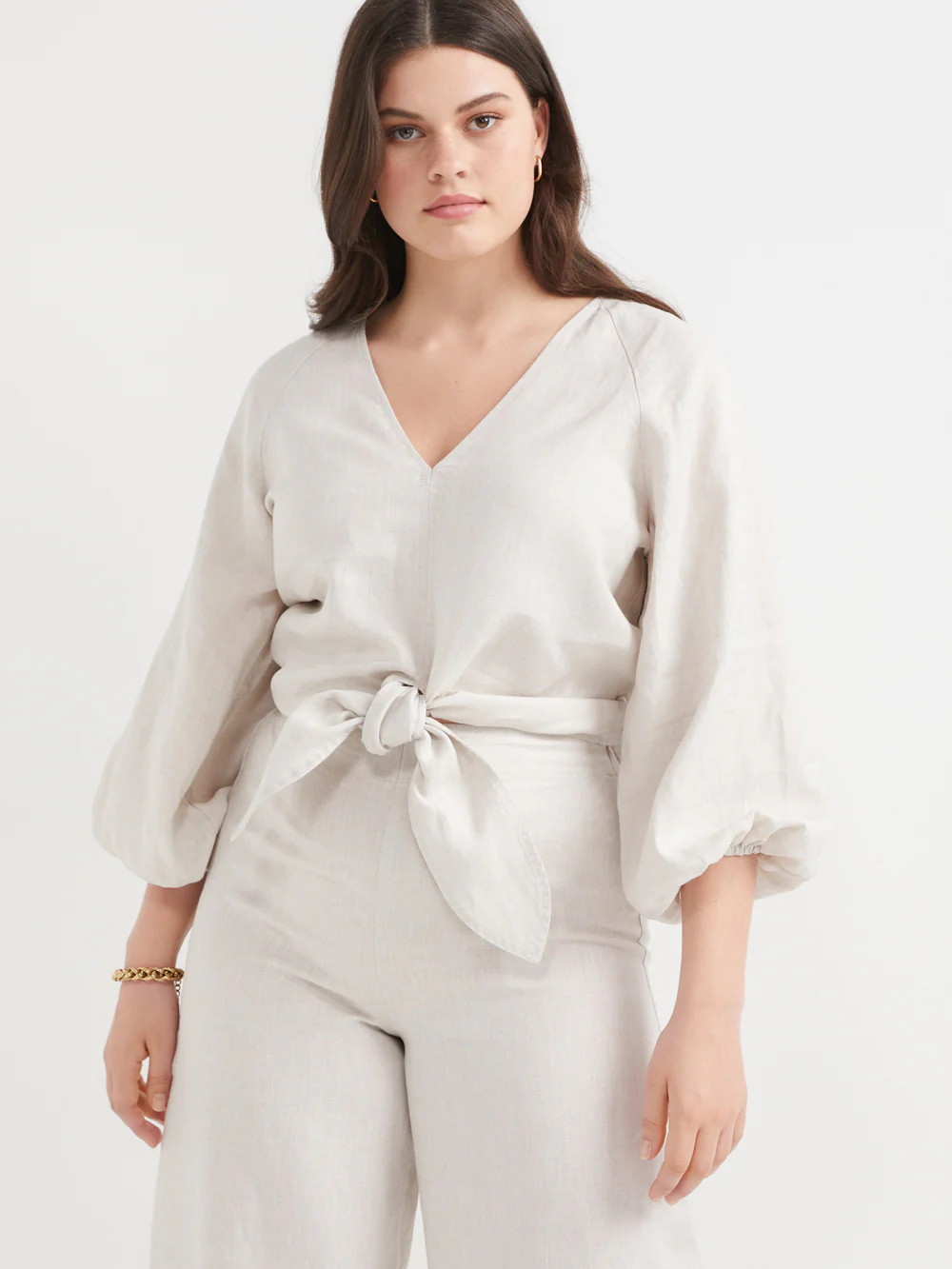 The Linen Tie Front Top