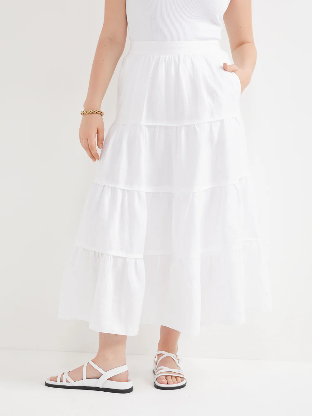 The Linen Tiered Maxi Skirt - Image 2