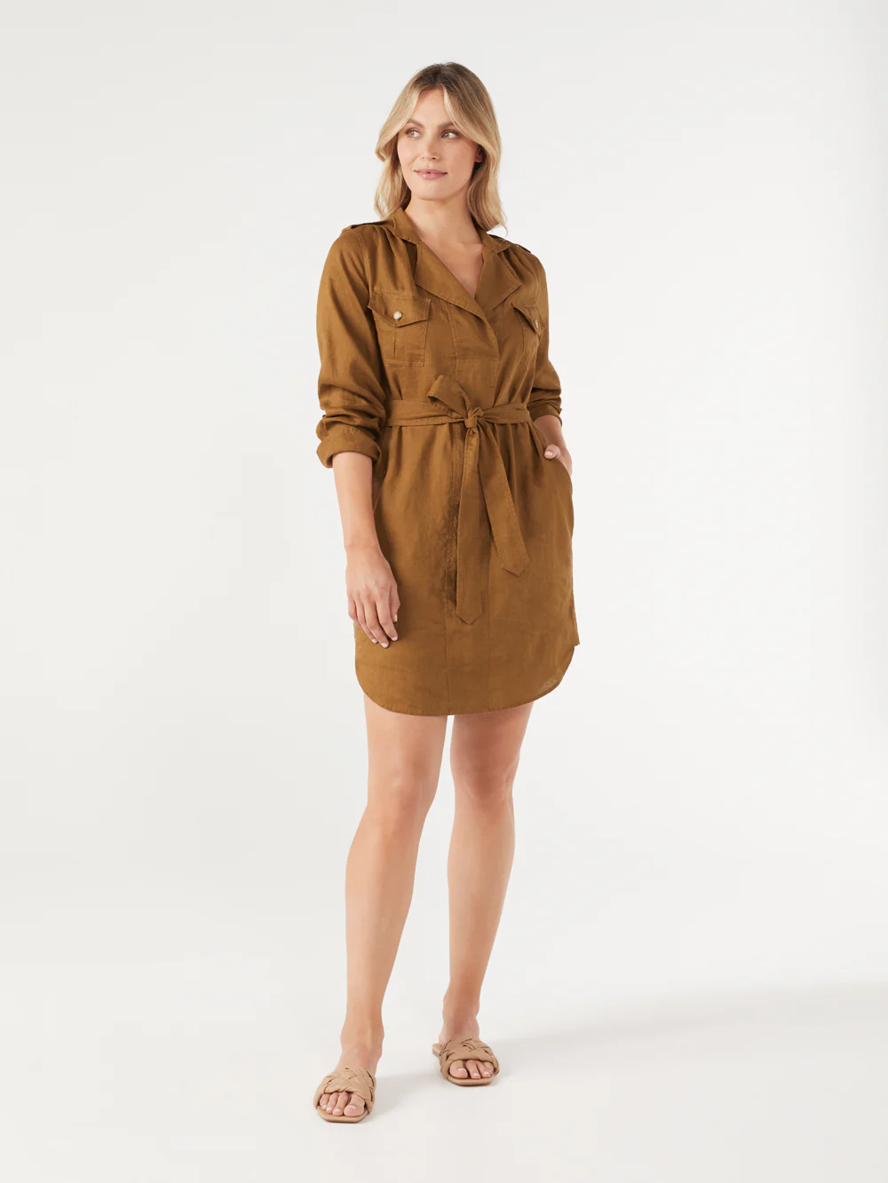 The Linen Utility Shirt Dress