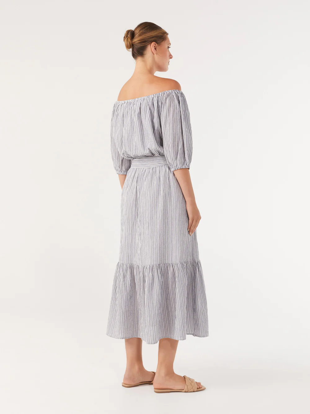 The Off Shoulder Stripe Maxi Dress - Image 3