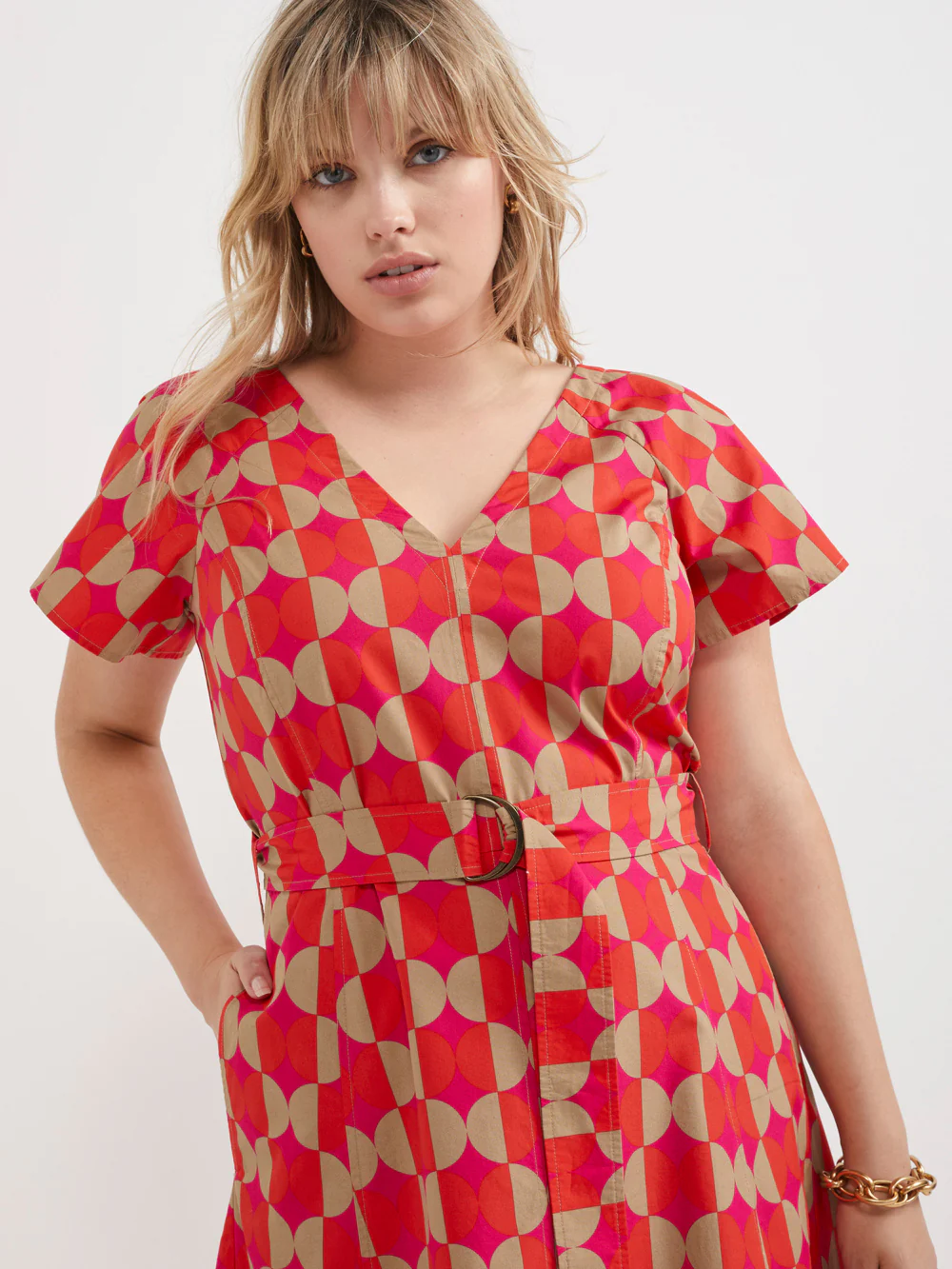 The Print Poplin Wrap Back Dress - Image 2