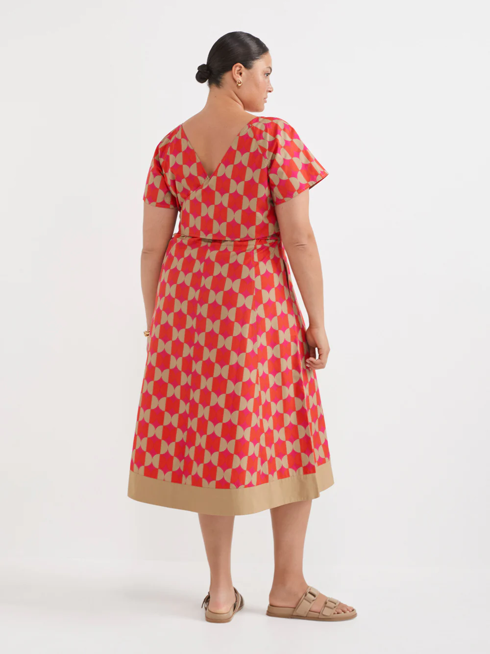 The Print Poplin Wrap Back Dress - Image 9