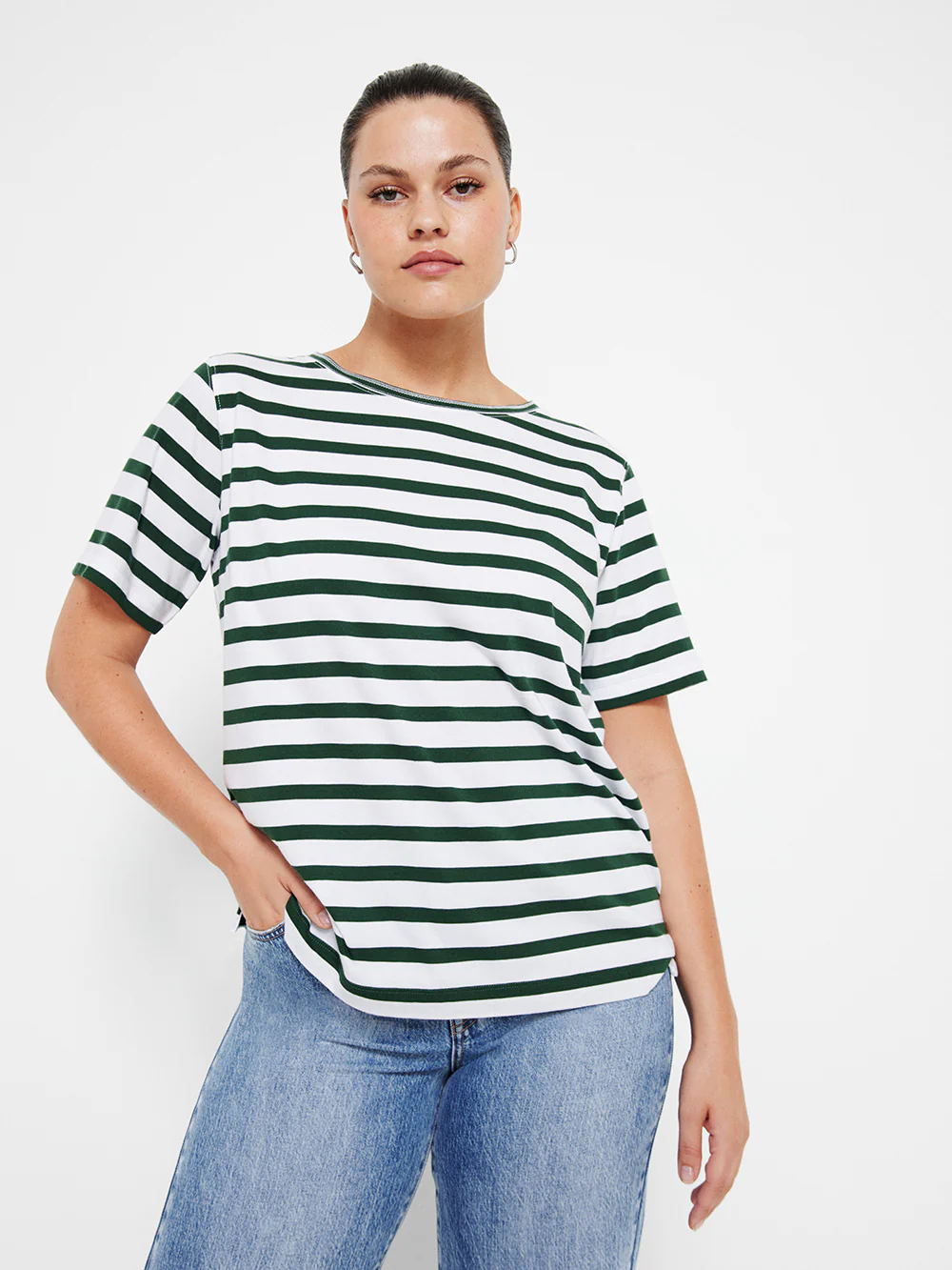 The Relaxed Side Split Stripe Tee